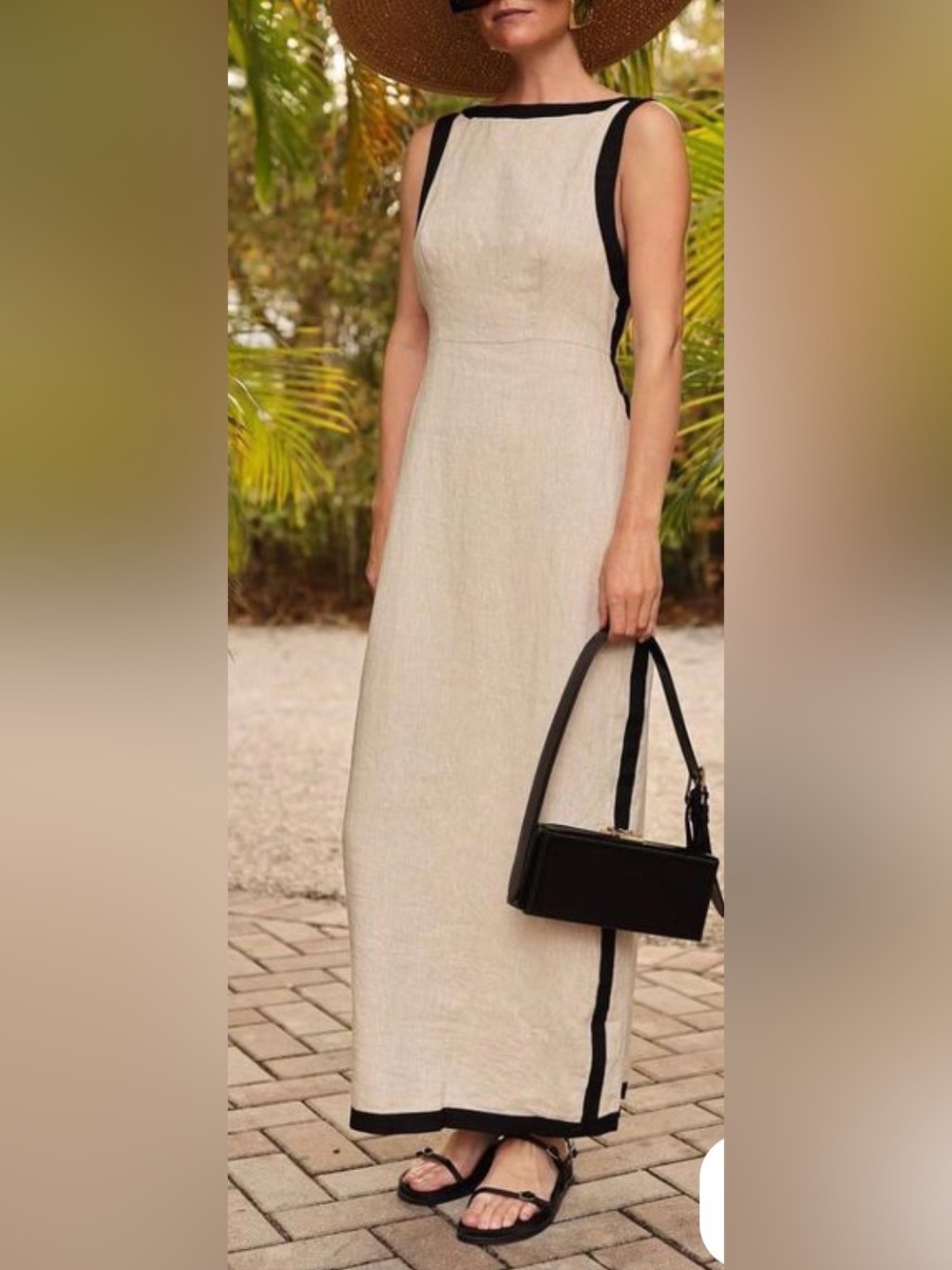 STYLEWE Cream Maxi Dress with Black Trim